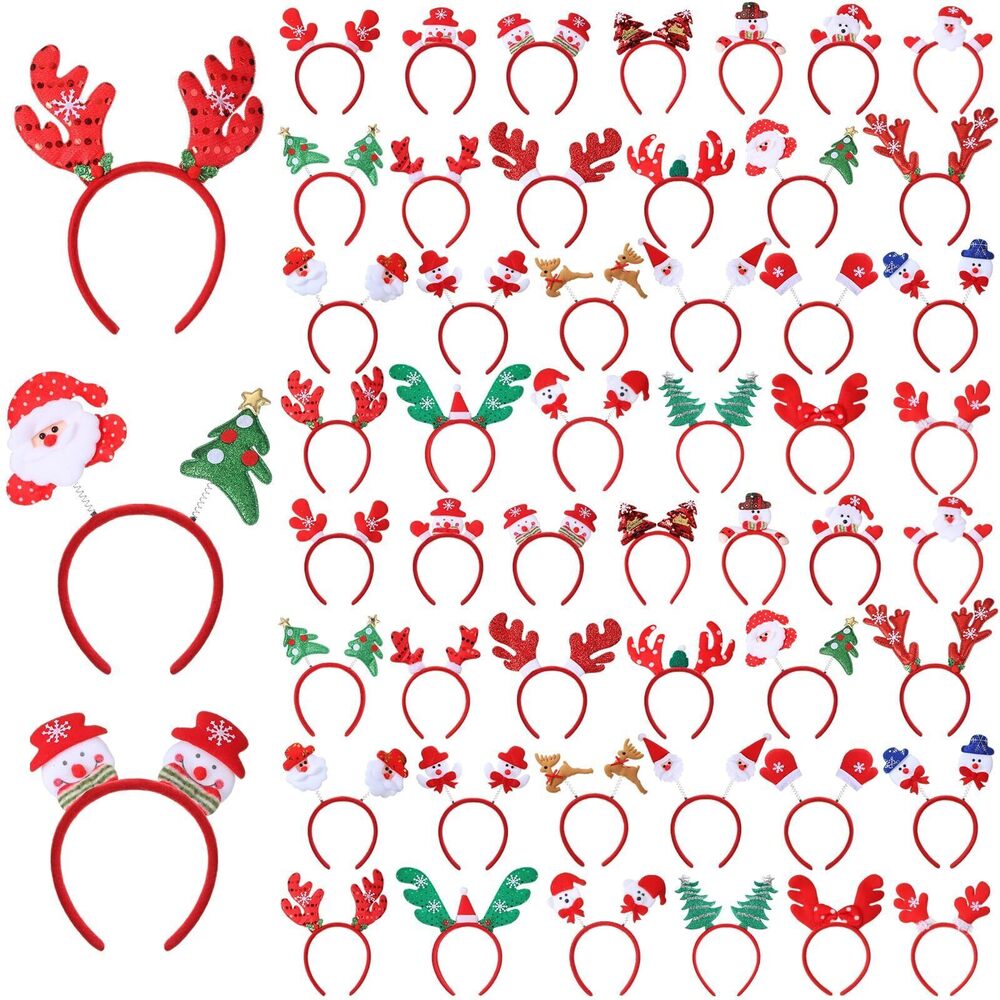 9929 50 Pcs Christmas Headbands Santa Reindeer Antlers Headbands Christmas